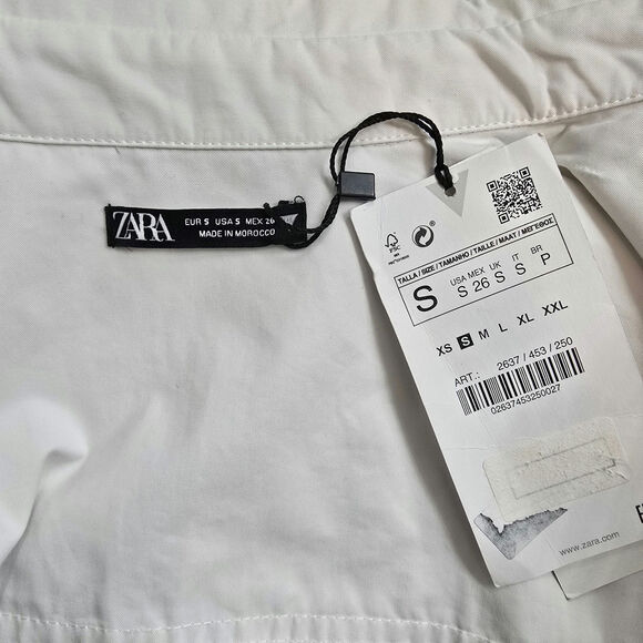 Zara NWT White Sexy Open-back Tie Button Up Shirt Sz. Small - Picture 5 of 6